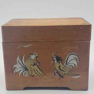 Vintage Fighting Roosters Recipe Box With Recipes